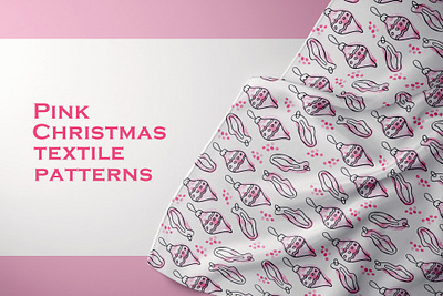 Pink Christmas textile patterns boho christmas collage design digital paper fabric print fabrics gifts illustration ornaments seamless pattern snowflakes textile watercolor winter wrapping