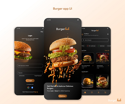 Burger App UI Design app ui design designer figma mobile app design mobile ui ui ui design uiux ux visual design