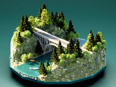 Isometric Island art artwork blender branding color design flat illustration logo ui