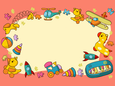 Cute Kids Toys Background Illustration background cute flat fun kids toys