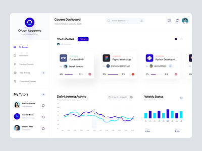 Dashboard UI concept for Educational App admin admin dashboard admin interface admin panel admin theme admin ui analytics card view chart dashboad dashboard dashbroad data graphs interface list view stats top nav ui design user dashboard