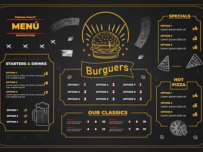 Restaurant Burgers Menu Design branddesign burger manu company logo design digital menu flyer food menu logo menu board menu design menu restaurant menus minimal logo design restaurant restaurant menu design