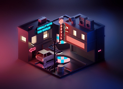 cyberpunk sence practice 3d blender illustration