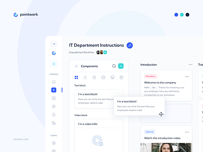 Pointwork | A unique way to onboard your employees. clean dashboard design flow illustration logo minimal minimalist modern onboarding ui ux website workflow