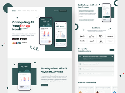 Digio App Landing Page Design agency design branding design business company design content digital marketing header promotion saas seo social marketing social media social media design startup task task app task website ui web website design