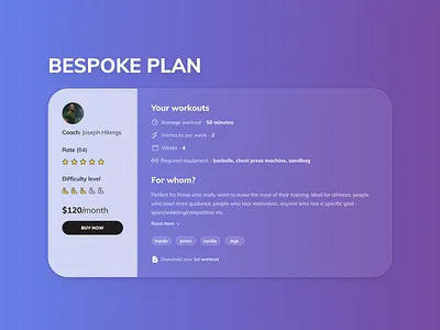 TheGym web app figma glassmorphism minimal sport ui design web app
