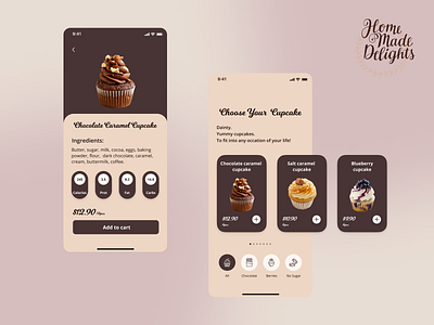 Home made delights branding cake cupcake delisious dessert tasty ui ux