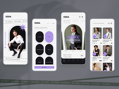 Fashion App app classic collection creative design design fashion greatdesign light mode luxury minimal mobile office purple serif ui uiuxdesign ux