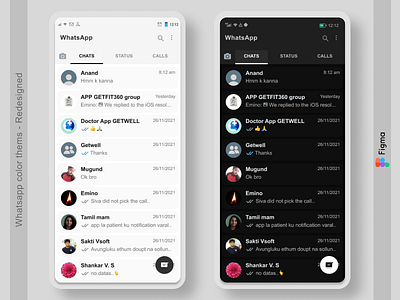 WhatsApp color themes - Redesigned #figma Black And White app design figma graphic design ui uiux