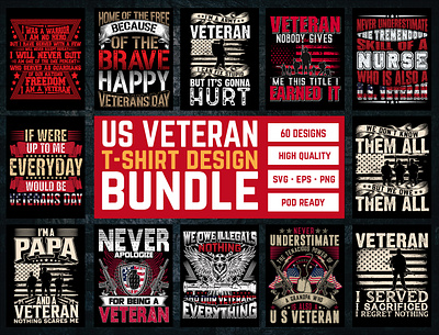 US Veteran T-Shirt Design Bundle branding design graphic design illustration t shirt t shirt design us us veteran t shirt usveteran vector