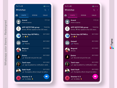 WhatsApp color themes - Redesigned #figma app design figma graphic design ui uiux whatsapp