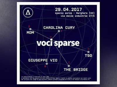 VOCI SPARSE VOL.1 _ 29.04.2017 blue branding calm concert dark design event flyer header illustration layout live map maps music night poster simple white