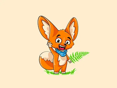 Fennec fox animals cartoon character fennec fox illustration vector