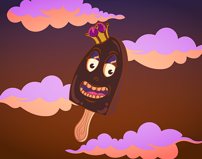 Ice Cream and Fluffy Clouds cartoon clouds design fudgsicle icecream illustration illustrator sunset