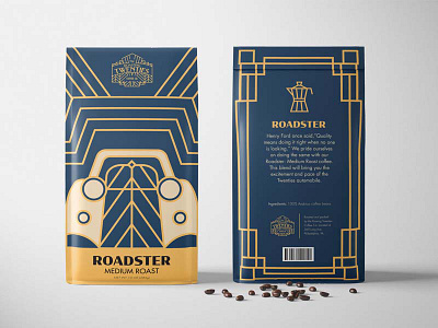 Roasting Twenties: Roadster 1920s automobile branding car coffee coffee bag design graphic design history layout package design packaging roaring twenties vintage