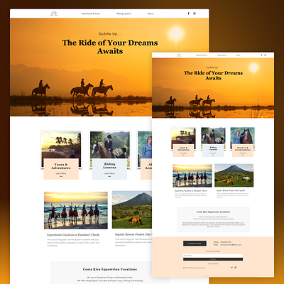 Costa Rican Equestrian Vacations art direction branding design landing page logo ui web design
