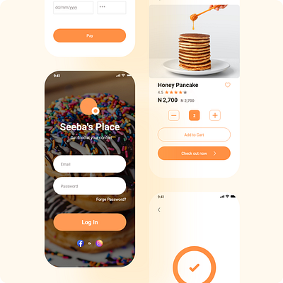 Food App app intro app screen burger cart dailyui design food signin signup splash screen ui ux