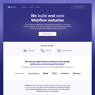 VE Digital (Home Page) art direction branding design illustration landing page logo ui ux vector web design
