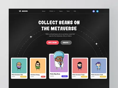 Mabeans NFT - Landing Page Animation animation clean crypto crypto art cta darkmode ethereum interaction marketplace minimalist nft nftart nfts principle rarible token uiux web web design website