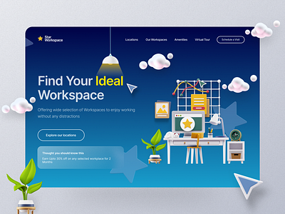 Ideal Workspace Mockup Web UI Design 3d 3d models design ui ui design ux web design workspace