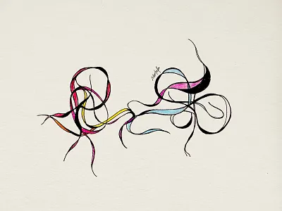 Ribbons art color pencil drawing expression hand drawn illustration ink ink drawin line art line drawing pencil drawing ribbons