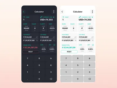 Diamond price calculator app artificial intelligence branding flight booking app graphic design ui