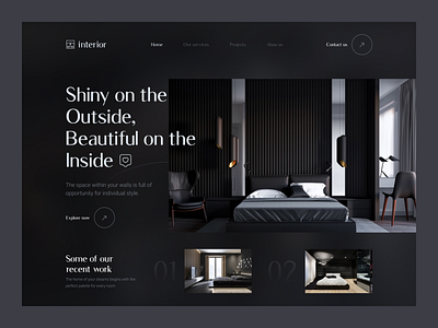 Interior design service website 🛋️ dark website design interior interior landing page interior service interior website landing page minimal minimal deisgn trendy ui ui design uidesign uiux web website website deisgn