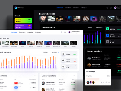 Eclipse - Figma dashboard UI kit for data design web apps chart dashboard dataviz design desktop illustration infographic investments logo statistic template video service