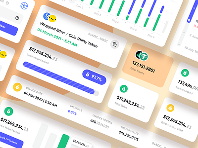 UI Elements for DEFI Dashboard | Crunchy Network blockchain web app crypto crypto branding crypto currency design crypto dashboard crypto farming crypto platform defi finance finance dashboard tezos ui elements