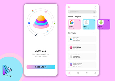 Job Listing app UI Design app branding design illustration land logo typography ui ui ux ux