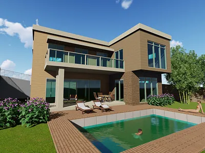 I.D. House 3d model design facade design house lumion render revit