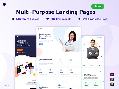 FREE Landing Pages | Portfolio, App, Medical, E-Learning, Agency agency landing page elearning landing page free freebie landing page landing page design landing page kit landing page pack landing page template landing page ui kit landing pages medical landing page mobile app landing page portfolio landing page portfolio template ui design ui kit ui kits web ui kit