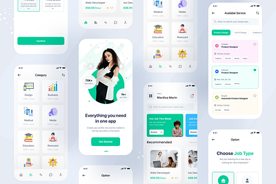 Job Finding App UI Design app design clean clean ui employer job job finder job finding job listing minimal minimal app mobile mobile app mobile app design mobile app ui mobile ui recruit recruitment recruitment agency syful ui design