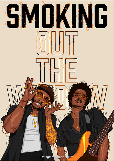 An Evening with Silk Sonic andersinpaak brunomars digital art illustration rapper