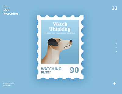 Stamp Creative Illustration Thoughtful dog I wish you like it. branding design icon illustration