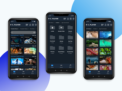 C Player App UI Design app app design app screens blue design media player mobile app ui ui design uiux ux youtube