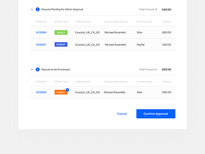 Payouts Approval admin app approval dashboard design dialog flow payouts popup pricing saas site tool ui ux web window