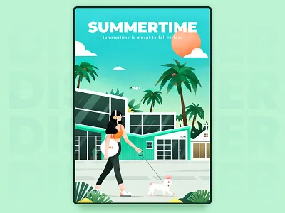 summer time branding cute face illustration