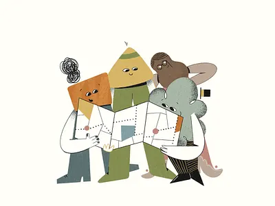 Map abstract character characterdesign clean contemporary design art digital artwork flat illustration flatdesign friends graphic happiness illustration inspiration location modern shapes web illustration website visuals