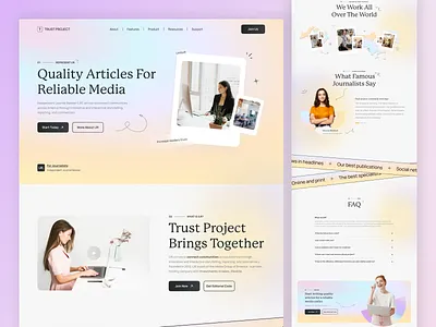 Trust landing page branding call to action design flat gradient graphic design home illustration journalism landing layo news scroll studio ui ux website
