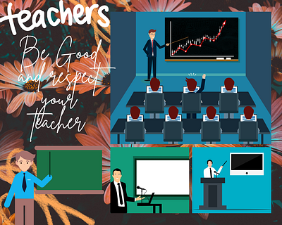 Give respect to teachers design education icon logo respect students teachers web