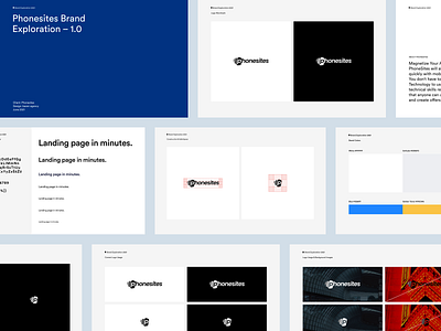 Phonesites - Brand Exploration 1.0 bazen agency brand brand identity brandbook branding business marketing color palette design system marketing app marketing platform marketing tool phonesites styleguide typography ui ui components visual identity website builder