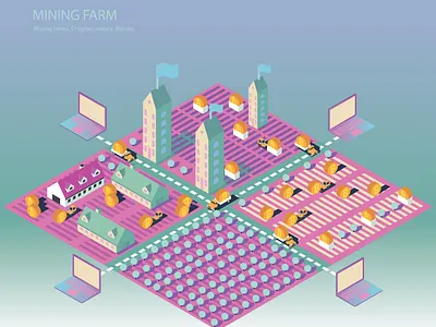 Mining farm 3d design graphic design illustration illustrator isometric mining farm