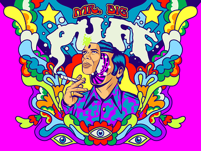 Mr. Big Puff cannabis color colorful design illustration lettering psychedelic retro surrealism trippy vector vintage