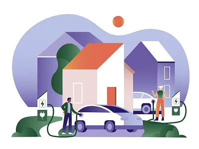 Charging Your Car adobe illustrator adobe photoshop anwb branding design drive electric duurzaam editorial electric car furture holland illustration sustainable