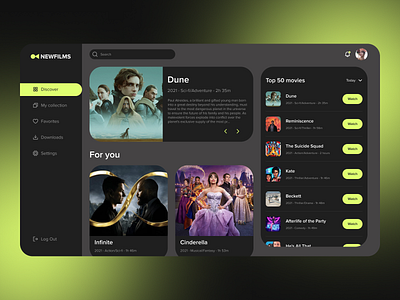 Online cinema app design ui web