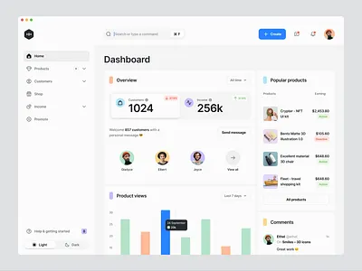 Core: Dashboard Builder – Home light/dark application chart clean clean ui dashboard dashboard ui minimal minimal ui nav navigation product dashboard product design sidebar sidebar navigation ui ui design ux ux design web app web design