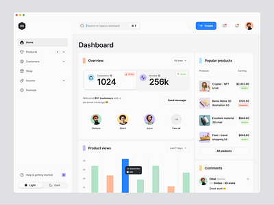 Core: Dashboard Builder – Home light/dark application chart clean clean ui dashboard dashboard ui minimal minimal ui nav navigation product dashboard product design sidebar sidebar navigation ui ui design ux ux design web app web design