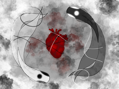 Second coeur fish heart illustration poisson yang ying