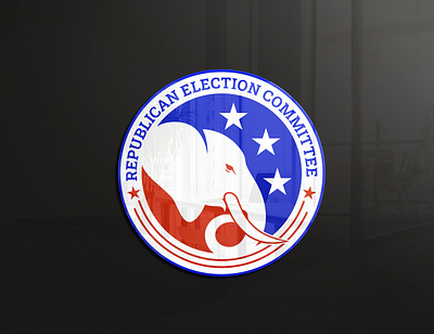 Republican Election Committee america american badge blue branding clean design elephant graphic design logo modern politic red star vector white